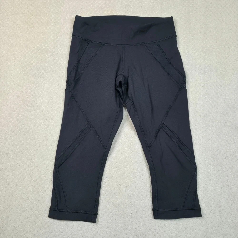 Lululemon Womens Size 4 Black Casual Workout Capri Cropped Leggings Gym Run Yoga
